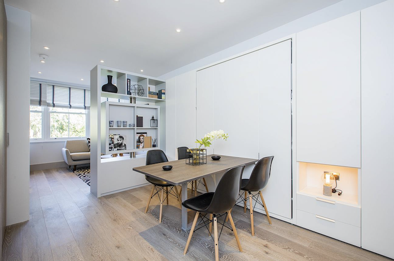 commercial change of use to residential studio flats hidden bed bed functional joinery