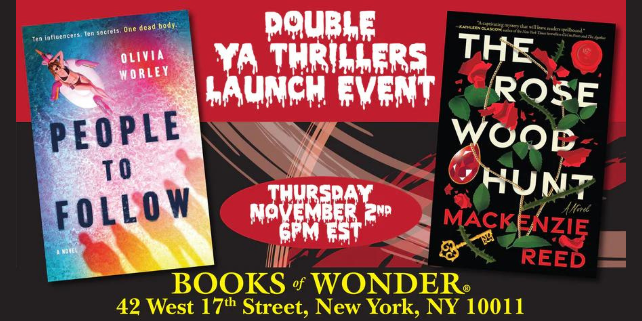 Double YA Thrillers Launch Event - Books of Wonder, NYC 