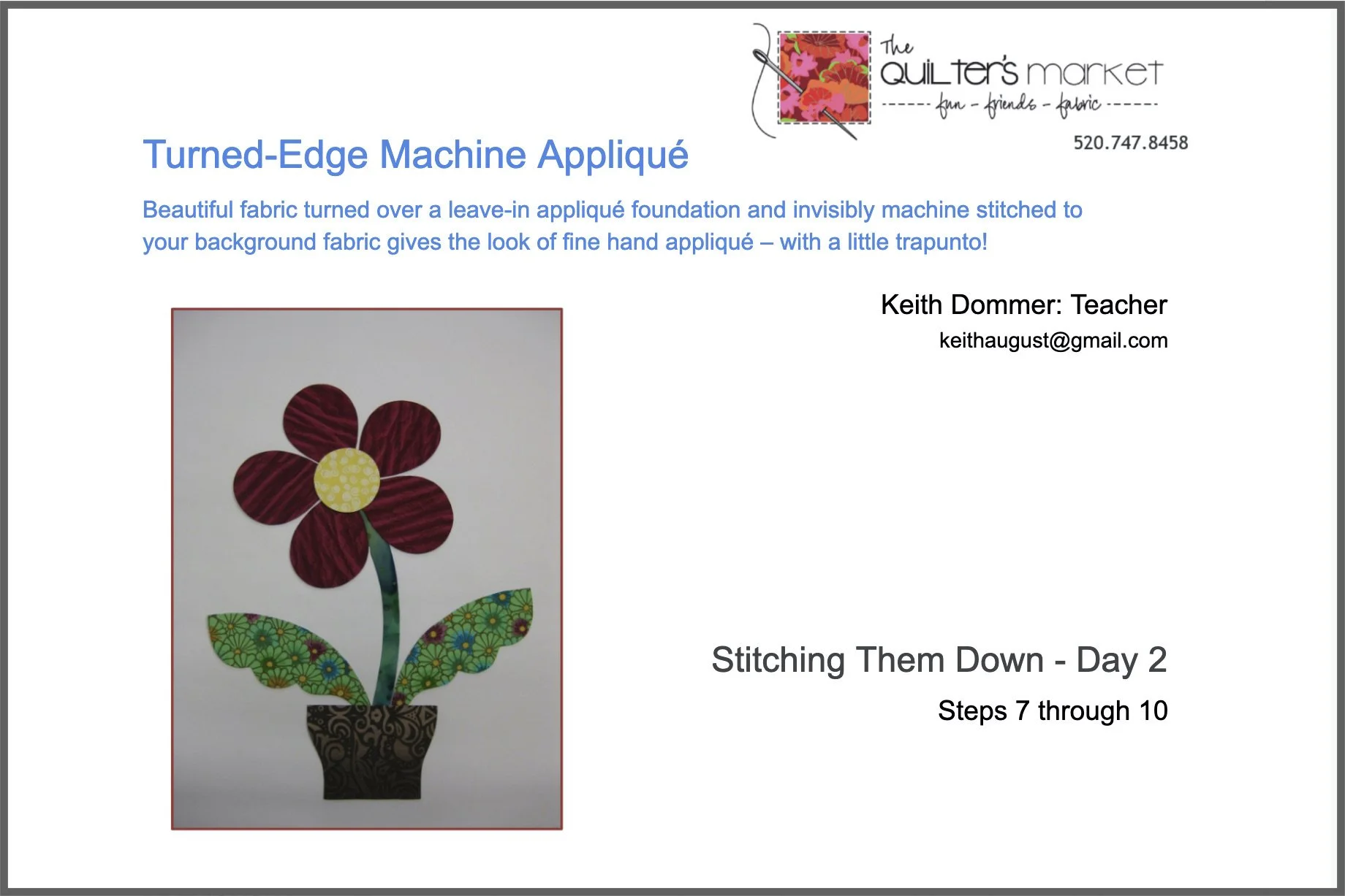 Turned-Edge Machine Applique Session Two 