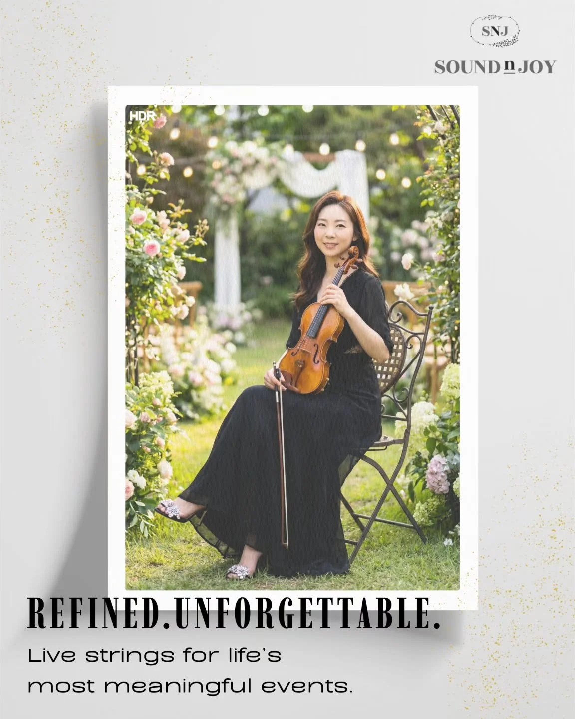 Refined. Unforgettable. ✨

Your wedding deserves more than background music &mdash; it deserves artistry.

At SoundNJoy, we provide highly trained professional string musicians for weddings and elegant events across New Jersey, NYC, and Philadelphia.