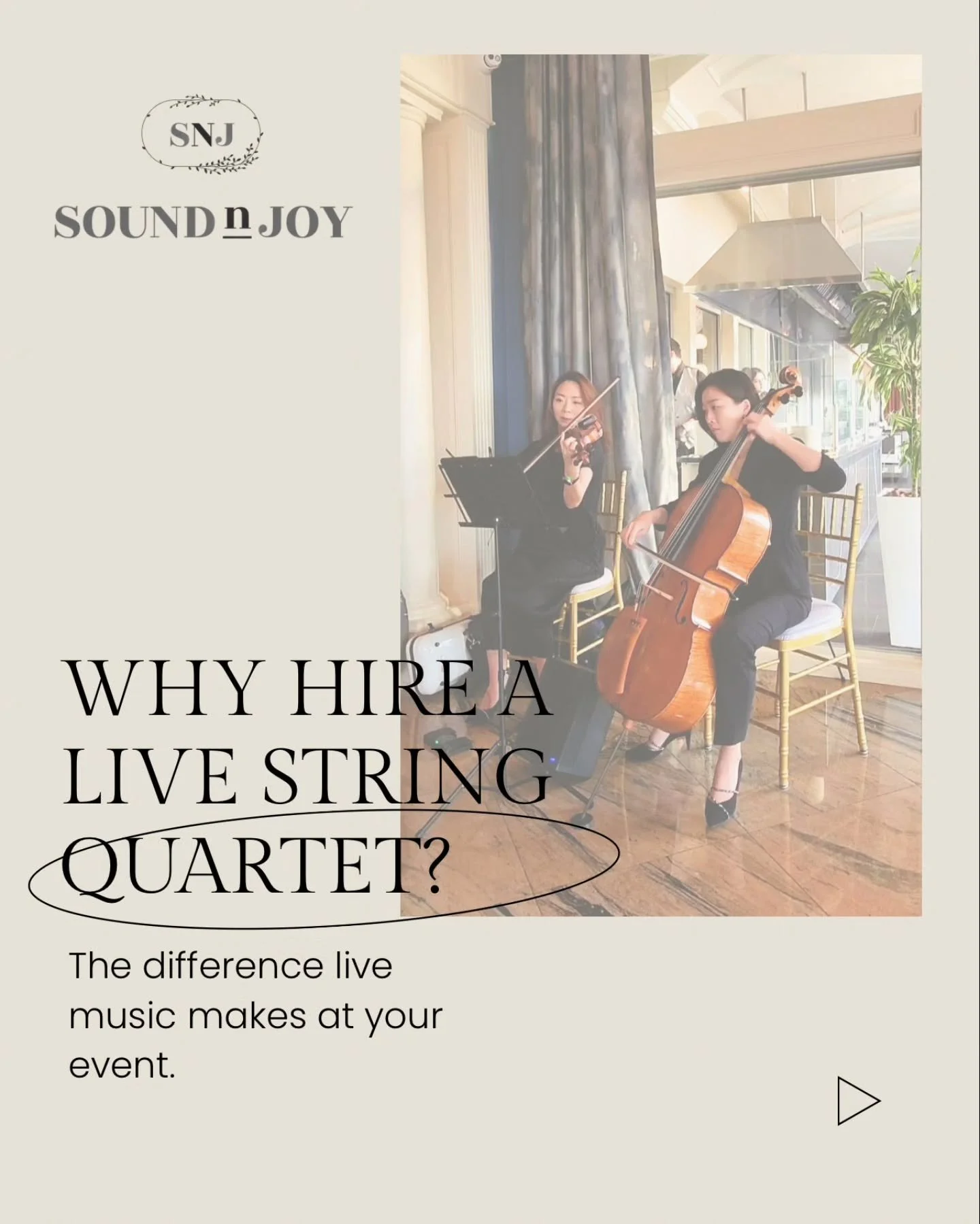 Why hire a live string quartet for your event?

Live music brings something that recorded music simply cannot replicate.
It creates atmosphere, enhances emotion, and turns beautiful moments into unforgettable experiences.

A professional string quart