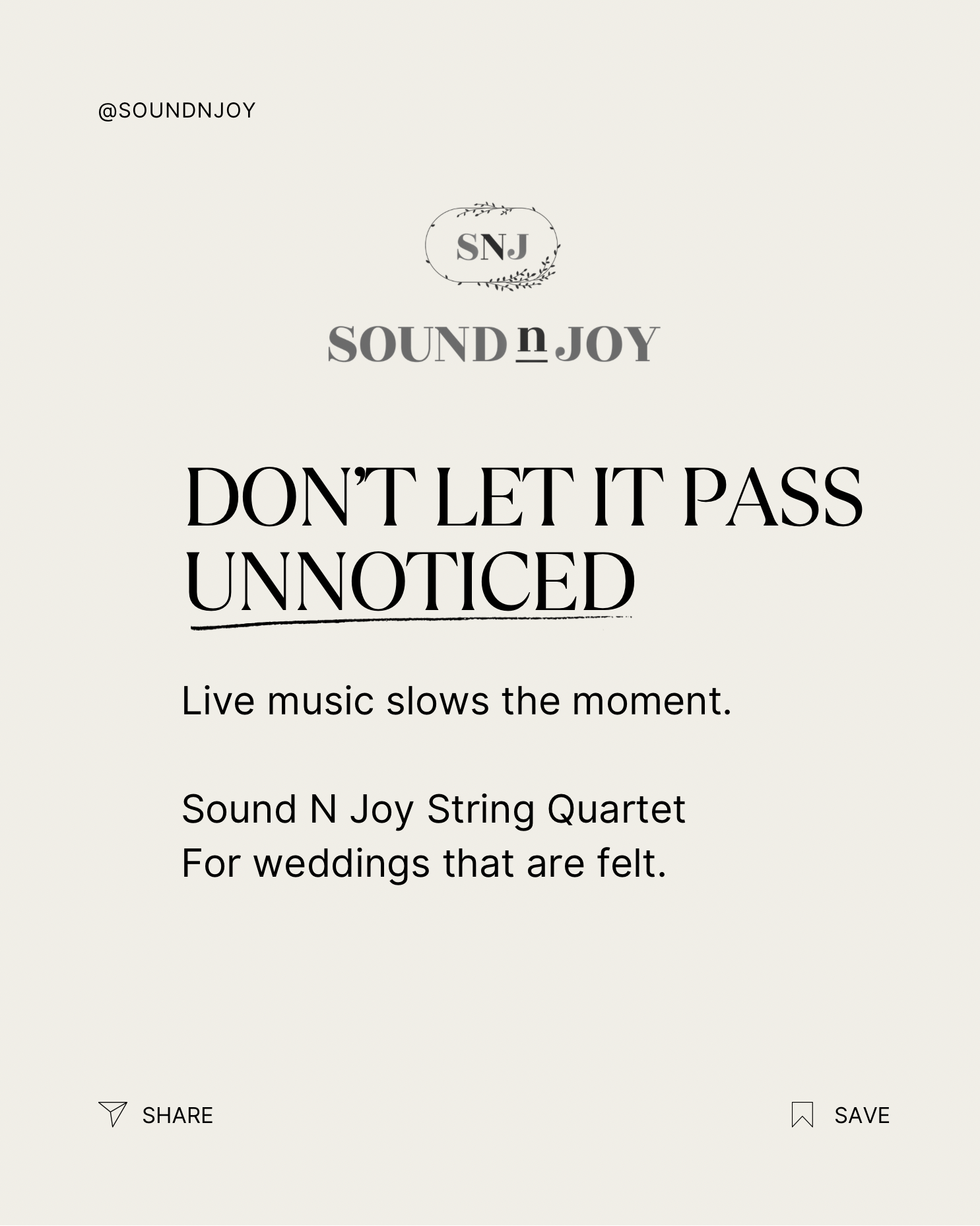 elegant live wedding music experience by SoundNJoy string quartet NJ