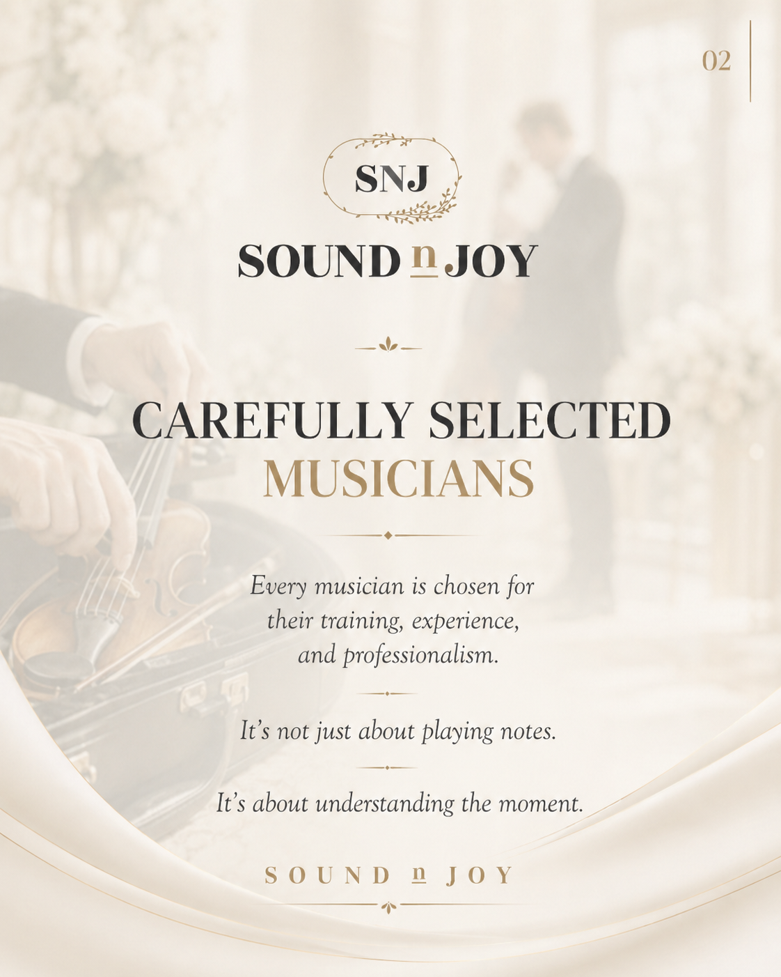 Carefully selected wedding musicians NJ chosen for training, experience, and professionalism.