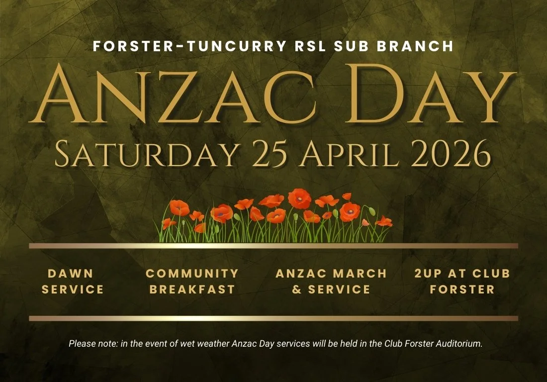 Commemorate Anzac Day with Club Forster 2026
