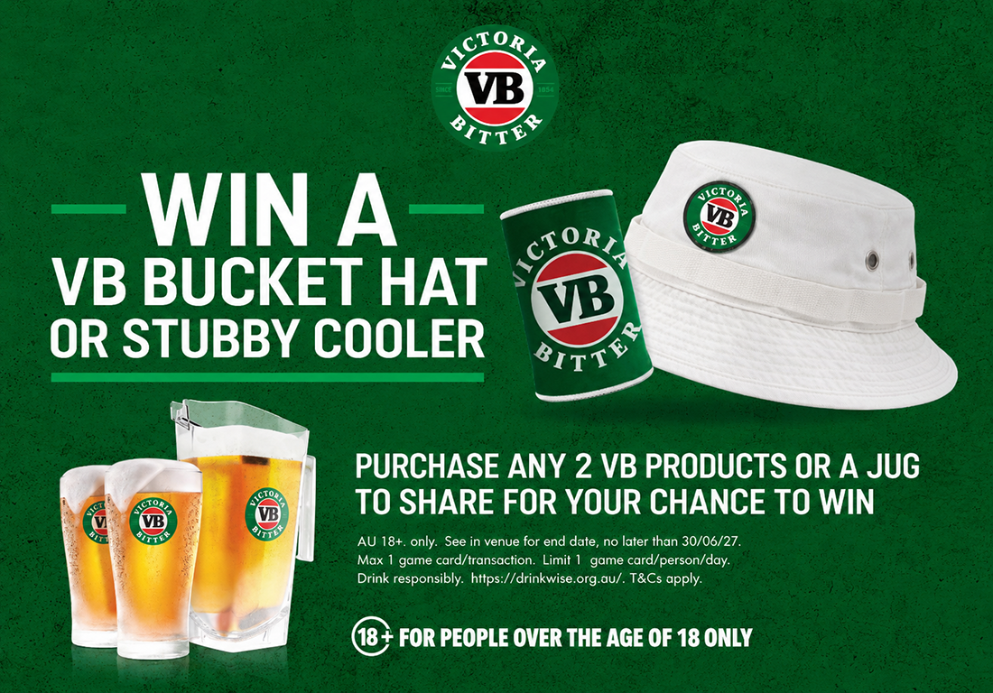 Win a VB Bucket Hat or Stubbie Cooler