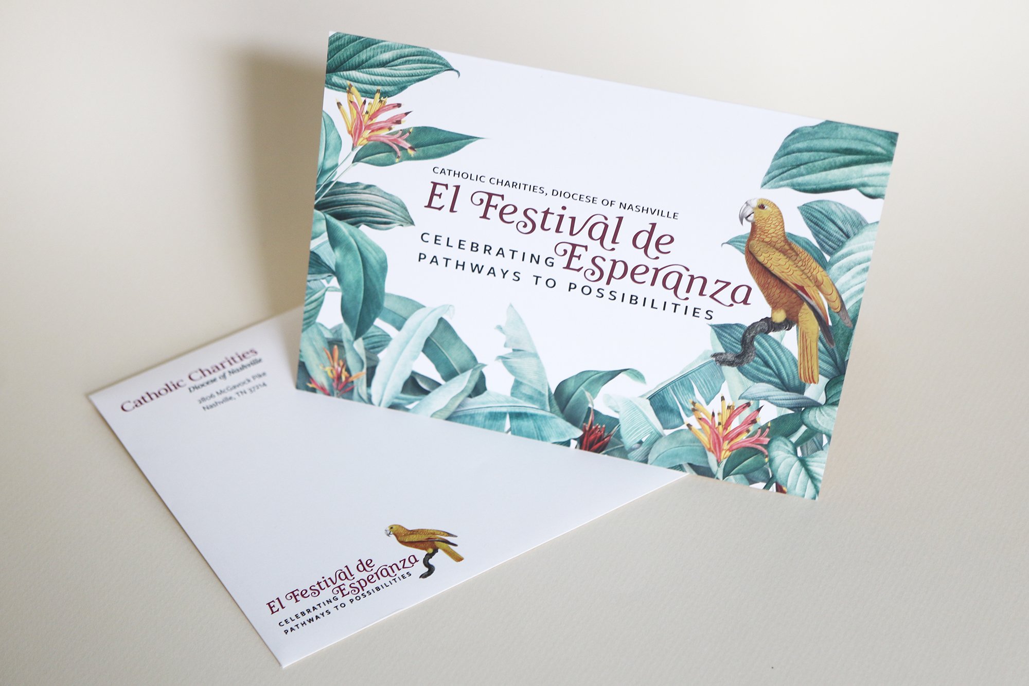 El Festival de Esperanza invite and mailing envelope