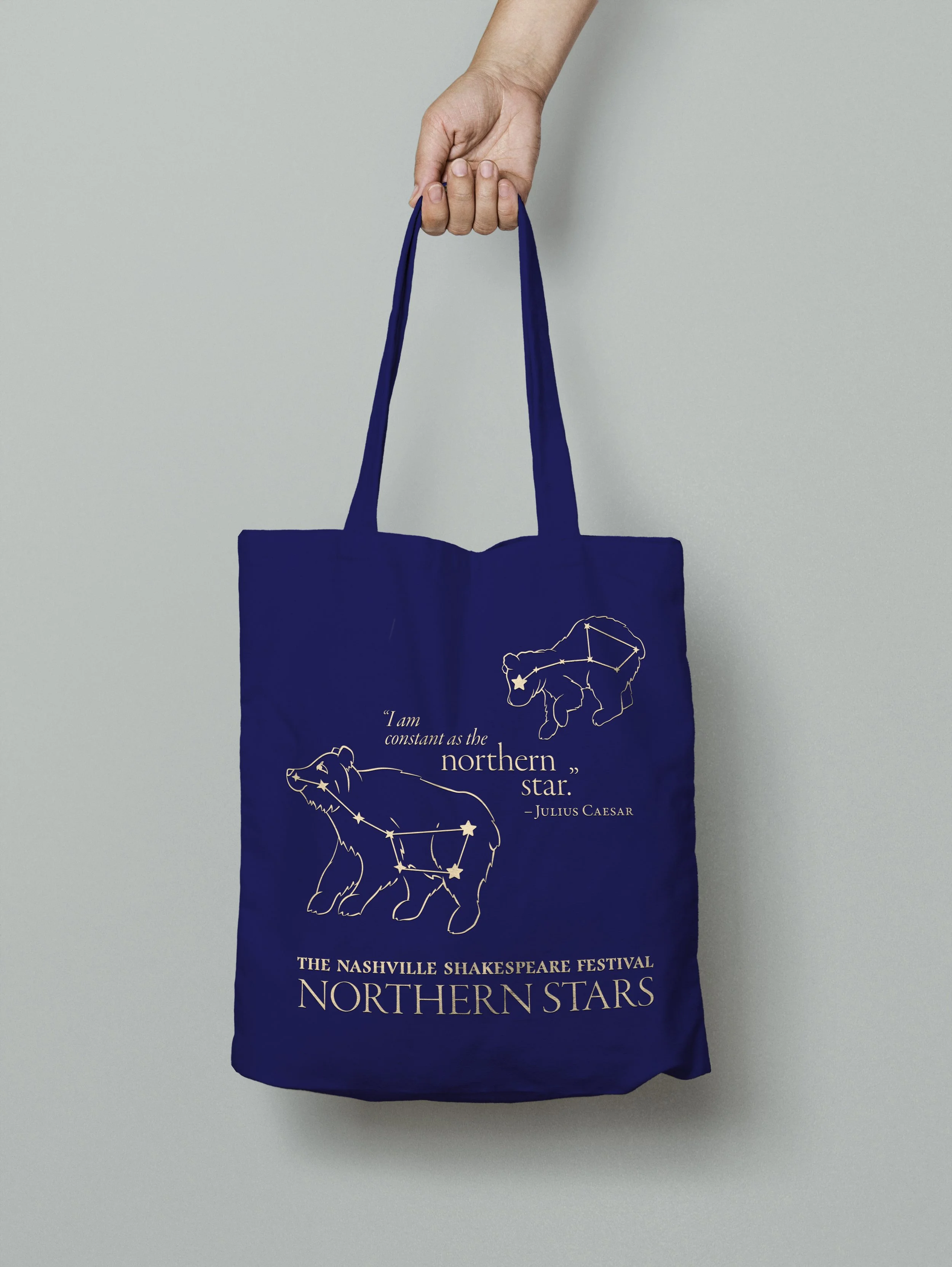 Design for Nashville Shakespeare Festival's monthly giving program, named The Northern Stars. Illustration by artist Alise Swan.