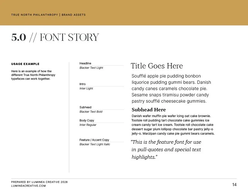True North Philanthropy Type Palette