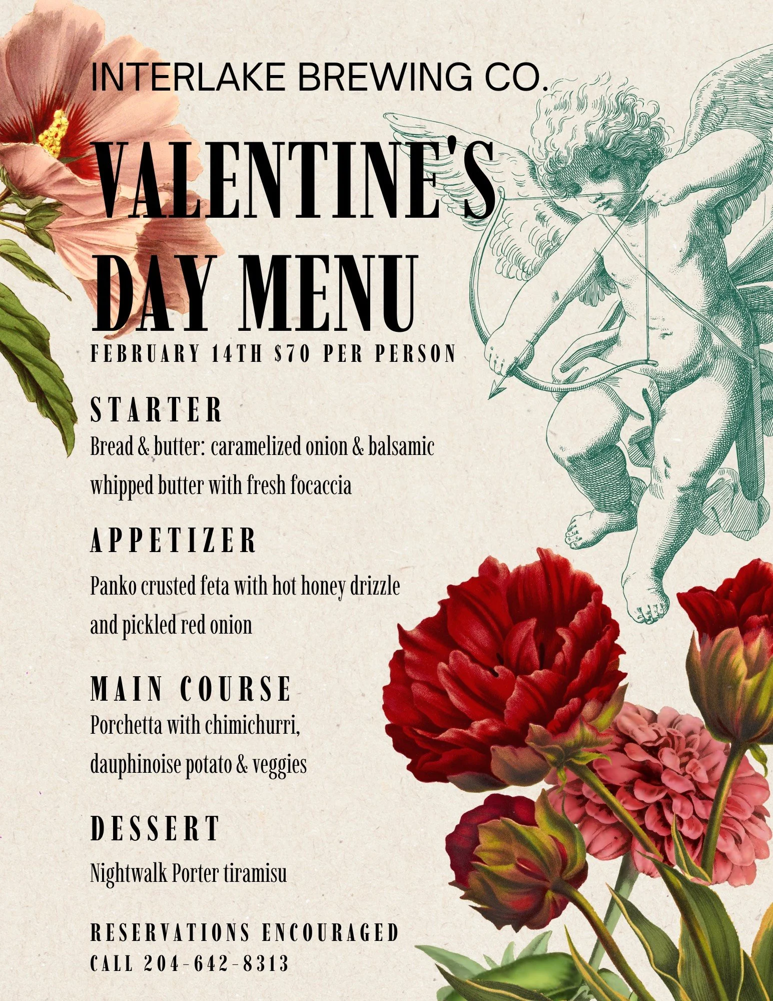 Valentine's day set menu dinner