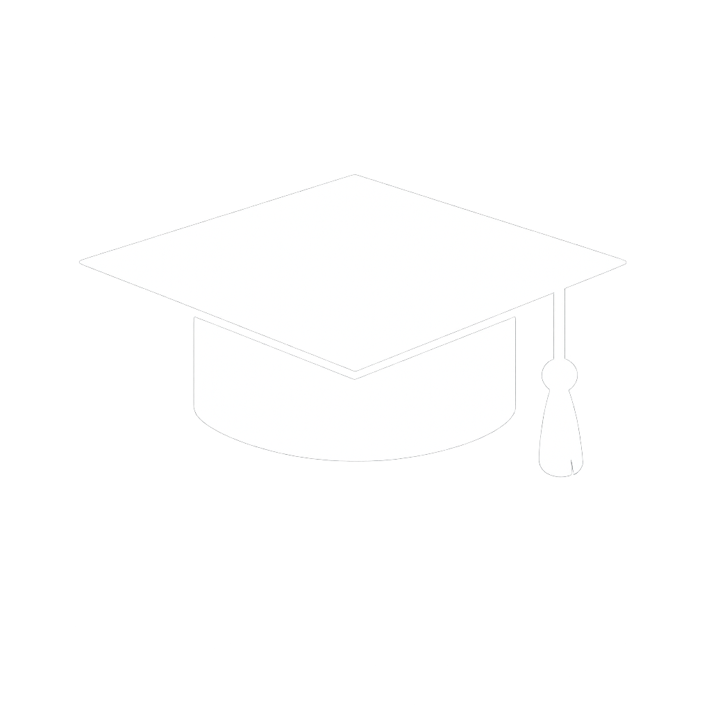 Line drawing of a graduation cap with tassel.