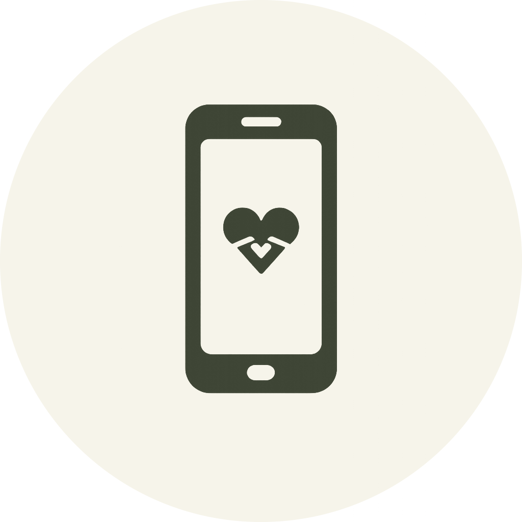 Smartphone with a heart-shaped notification icon on its screen.