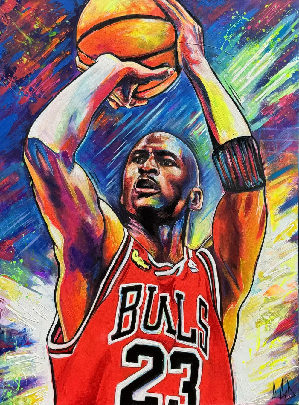 Neon original painting of Chicago Bull's Michael Jordan — CGDiaz Art