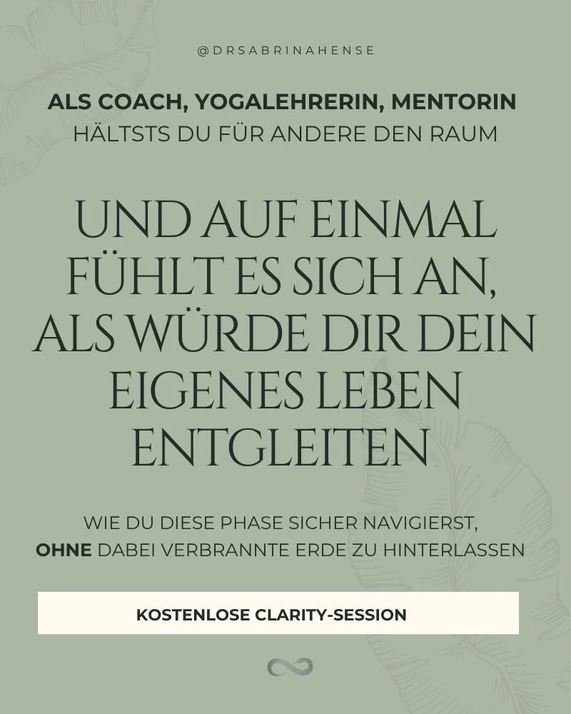 🌊 Vielleicht kennst du genau dieses Gef&uuml;hl:
Du h&auml;ltst f&uuml;r andere den Raum &ndash; und gleichzeitig verlierst du gef&uuml;hlt die Kontrolle &uuml;ber dein eigenes Leben.

Gerade Frauen, die selbst begleiten, erleben in dieser Phase oft