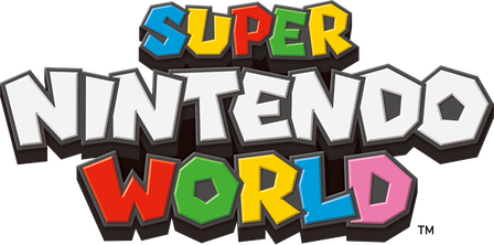 Super Nintendo World logo with colorful letters