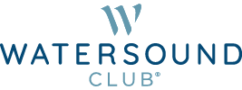 Watersound Club logo, featuring a stylized 'W' above the club name in blue.