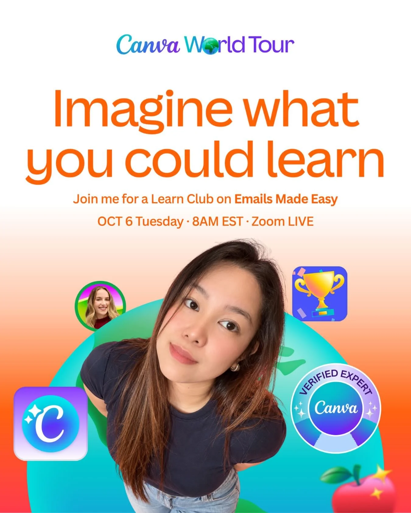 Come learn with me! 

I&rsquo;m hosting a FREE @canva Learn Club as part of Canva World Tour, and we&rsquo;re learning Emails Made Easy!

Together, we&rsquo;ll explore how to create simple, beautiful email designs in Canva and make your emails feel m