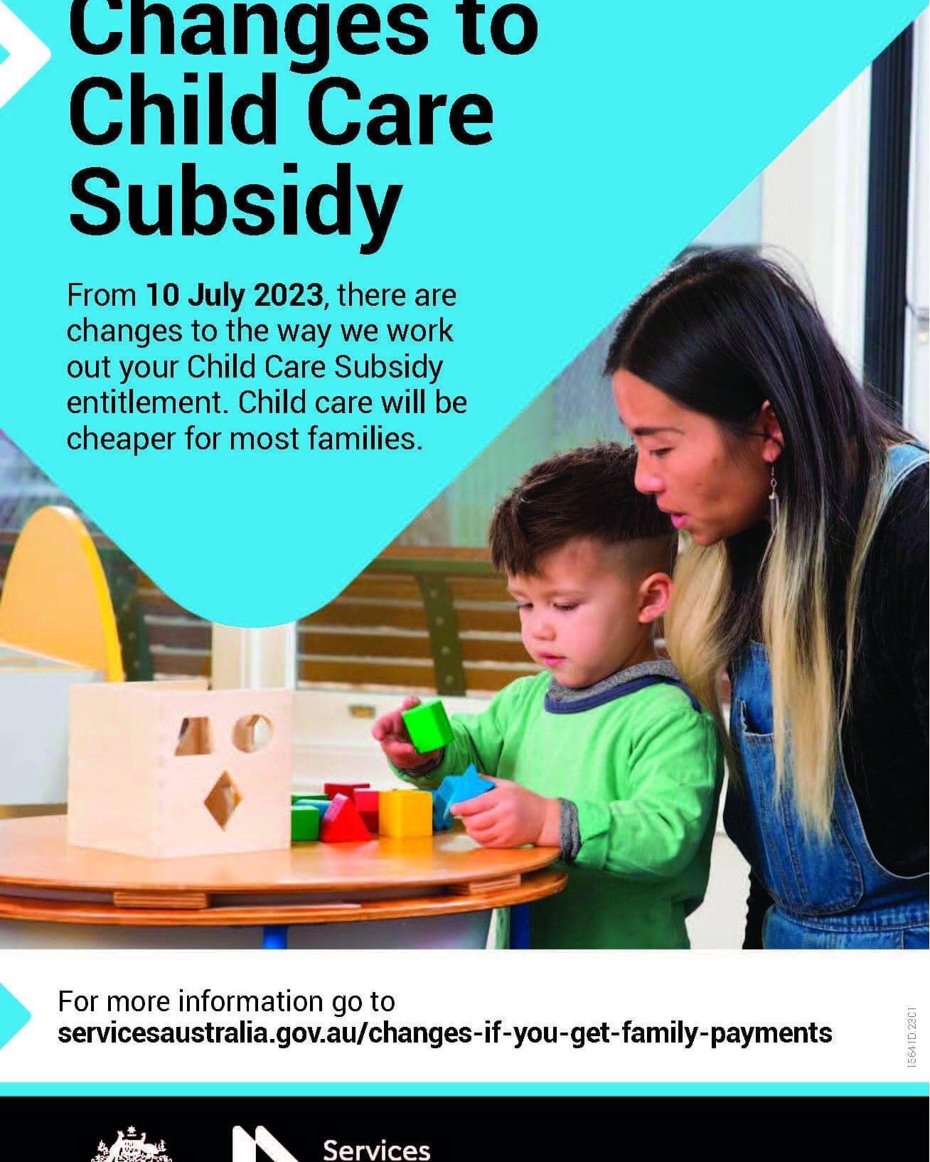 ✨ Child care Subsidy update ✨ 

🌱 From July 2023 most of you using child care will get more CCS. Here&rsquo;s what you need to know:
&bull; The maximum amount of CCS is increasing from 85% to 90%.
&bull; Families earning $80,000 or less will get 90%