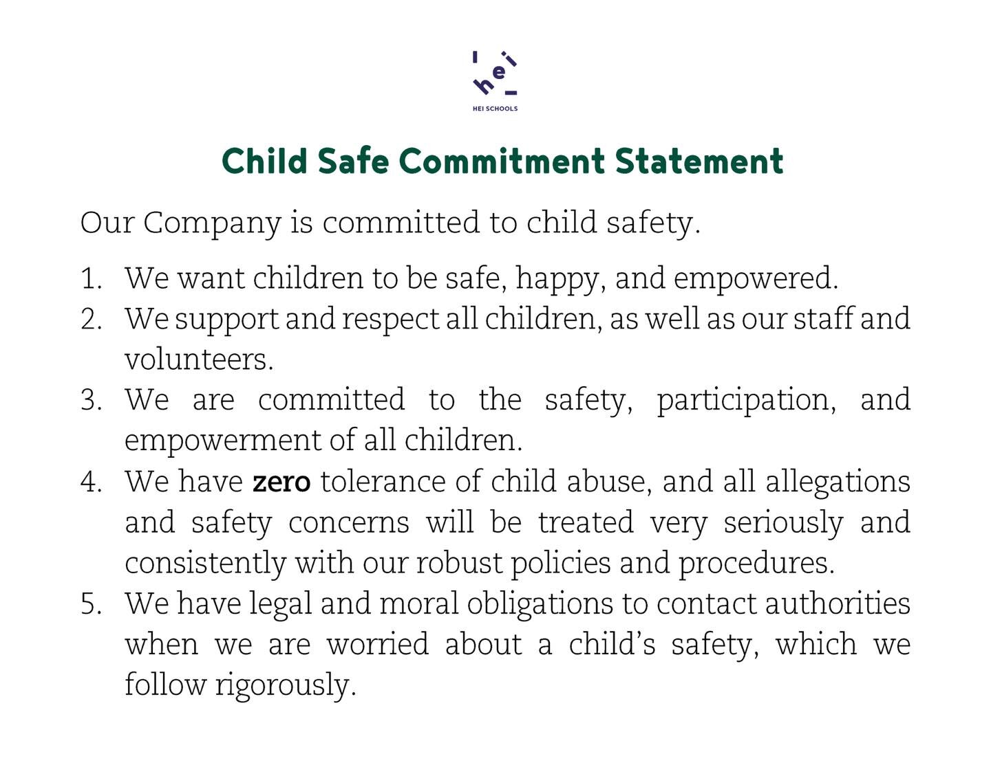✨ Child safe commitment statement

🌱 Our Company and Service embeds Child Safe practices in our leadership, governance and culture in accordance with the Child Safe Standards. Our Child Safe commitment Statement guides our practices and we welcome i