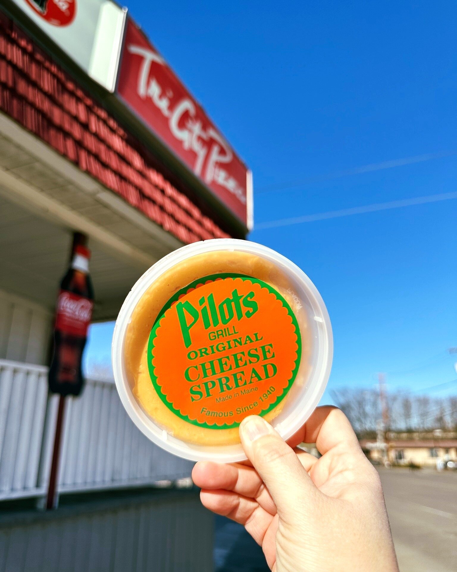 Pilot's Cheese Spread has just landed at Tri City Pizza! So grab a slice and elevate your pizza party to new levels of cheesy delight! 🍕🧀 #PizzaParty #bangorme #cheeselover
