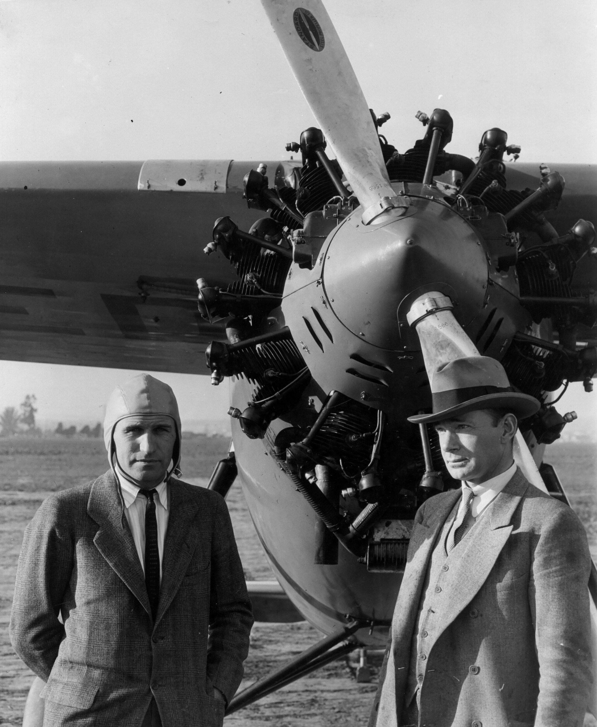 Eielson and Wilkins together in front of one of the original Fokkers first used to get the North Pole expedition going.