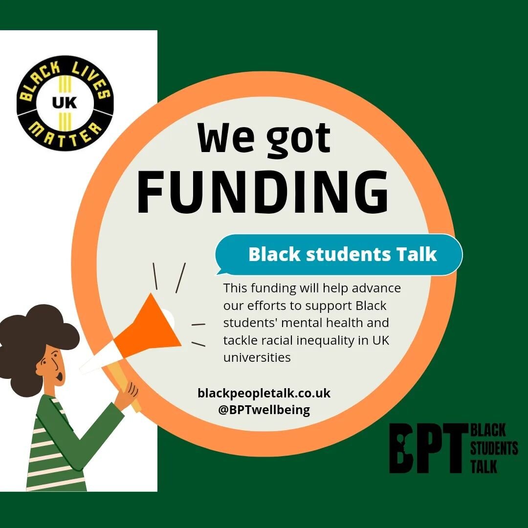 On #UniMentalHealthDay we're excited to announce @blklivesmatter @london_blm is funding and supporting our work on improving Black university students' mental health and wellbeing!! 🙏🏾👏🏾 Black students deserve to feel heard, safe and valued at u