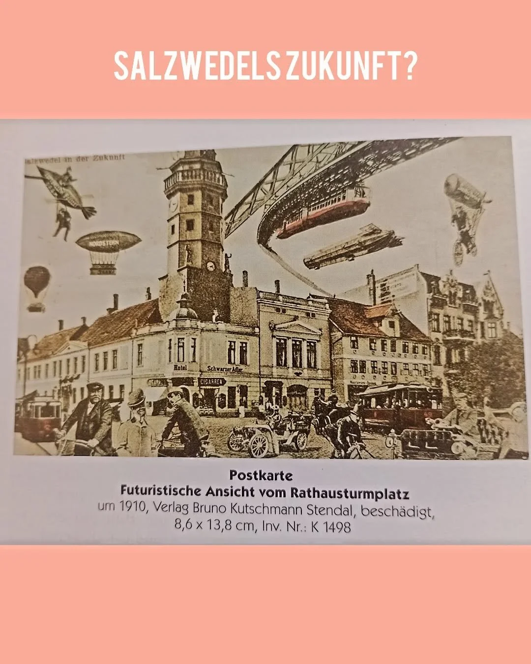 Diese schöne "futuristische" Karte ist ca. aus dem Jahre 1910 und abgedruckt im Buch: 750 Jahre Neue Stadt Salzwedel. Im zweiten Bild seht ihr eine Aufnahme des Neuperver Tors bevor es eine zweite Fahrbahn gab. Da ich jeden Tag auf das