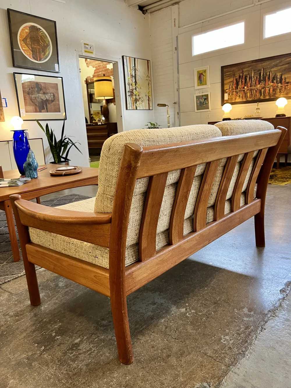 1960s Danish Modern Teak Two Seat Sofa by Dyrlund — Mid Mod Collective 1960s Danish Modern Teak Two Seat Sofa by Dyrlund — Mid Mod Collective