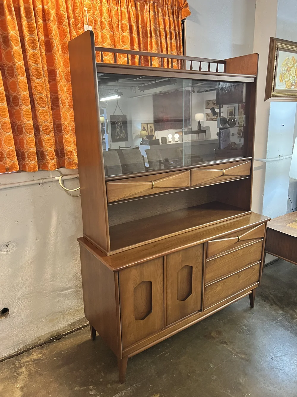 1950's Bassett 'Danique' Two Piece Hutch — Mid Mod Collective