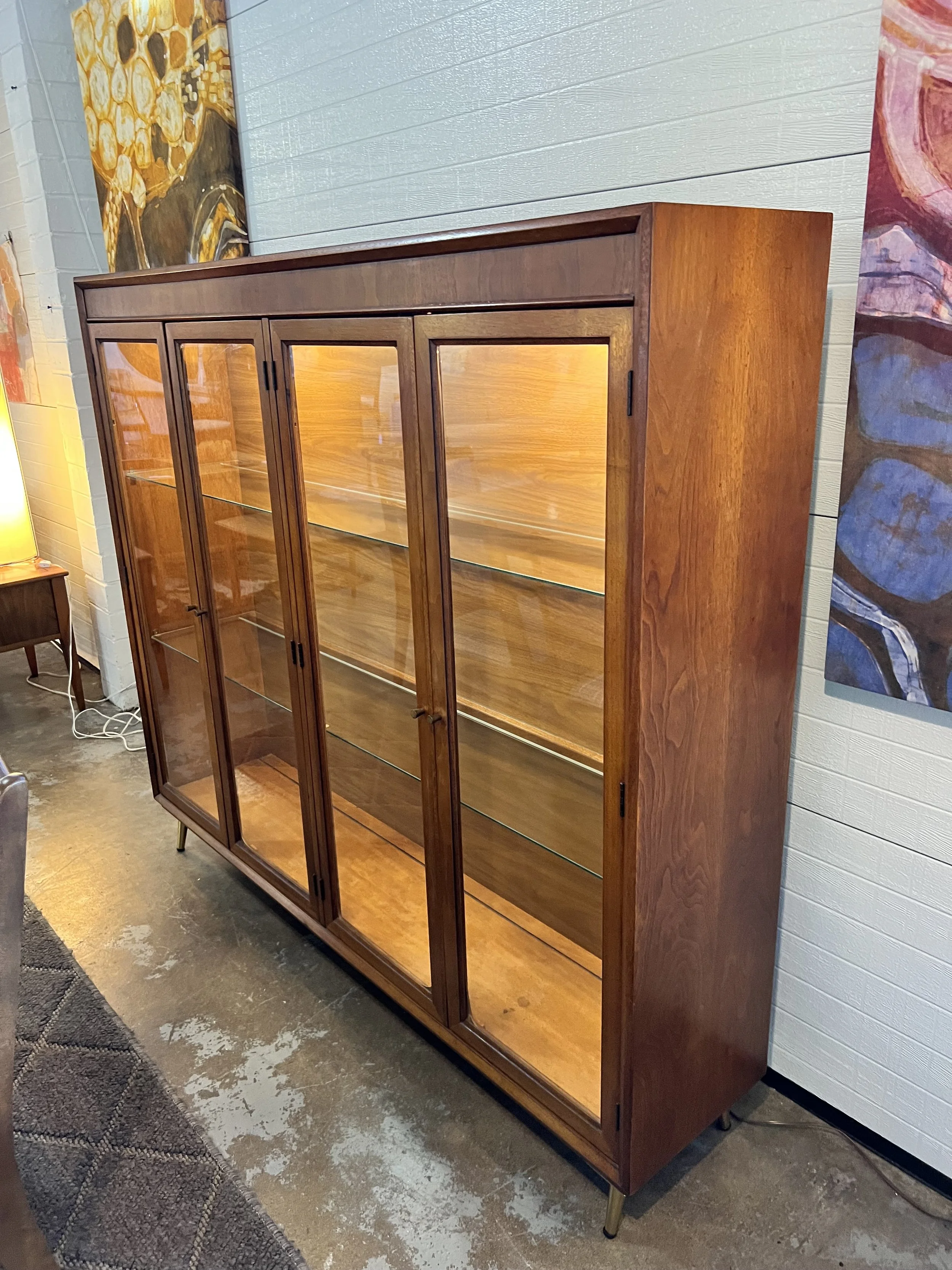 Mid Century Modern Walnut China Hutch/ Display — Mid Mod Collective