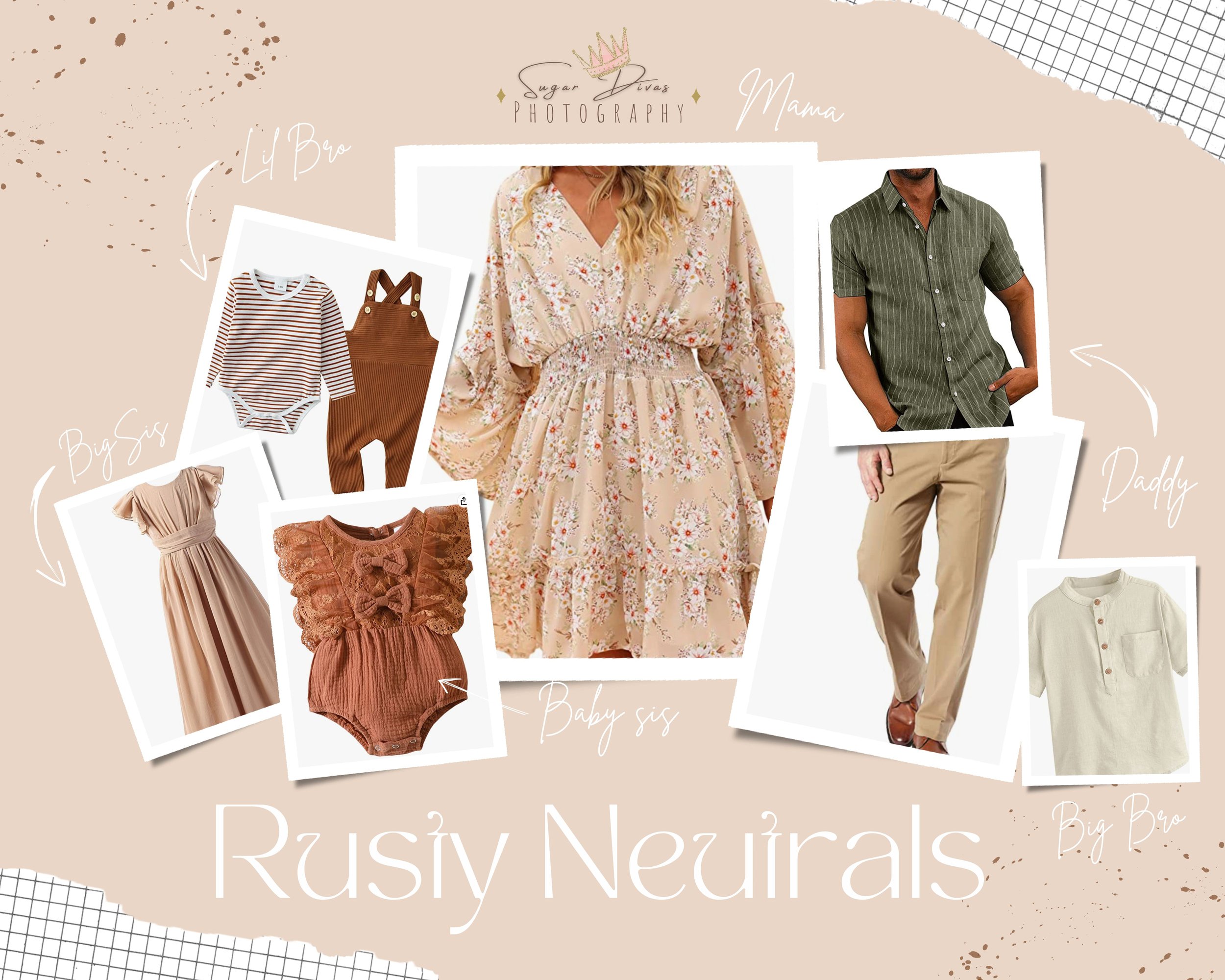 rust neutral family outfits for outdoor photos in fall