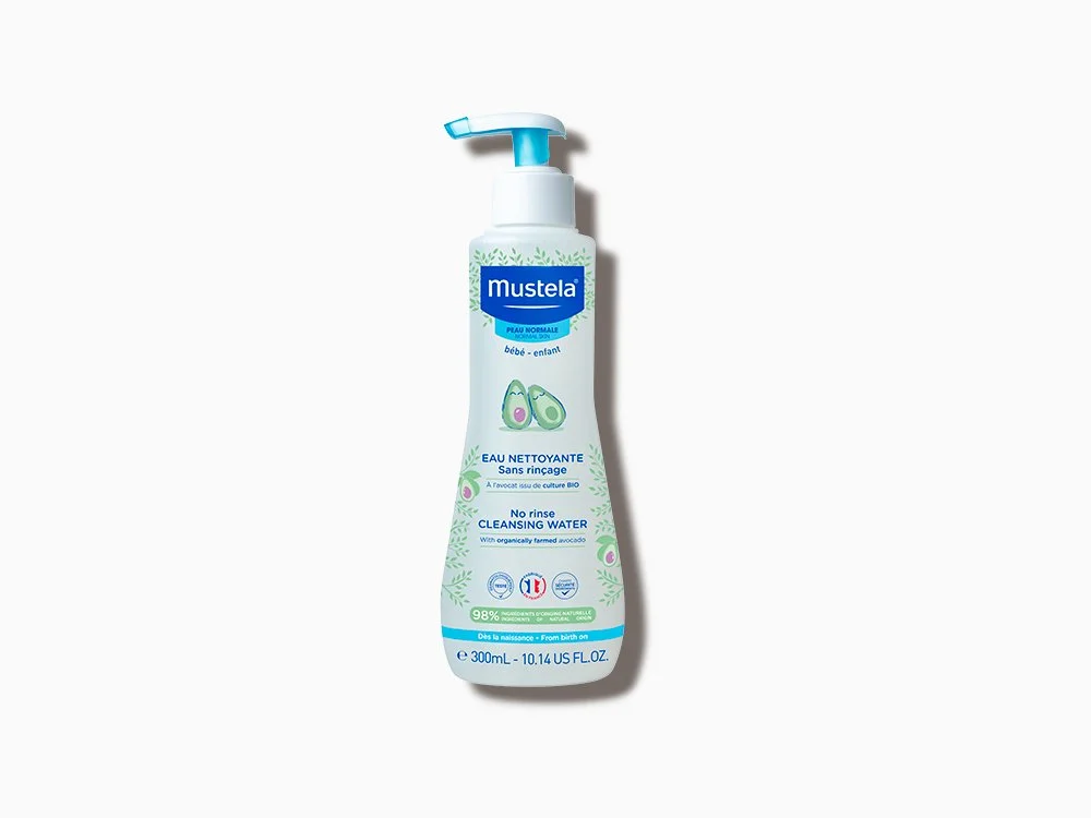 -- Mustela Micellar Water -- The best! Great way to keep them clean in between baths. Also really good for baby acne.