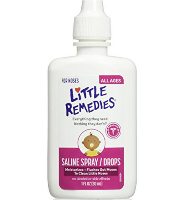 -- Little Remedies Saline Drops -- Get drops not the mist for babies. One drop in each nostril before cleaning to keep nasal passageways clear.