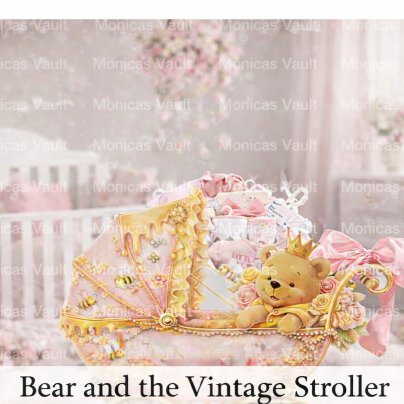 Vintage Bear and Stroller