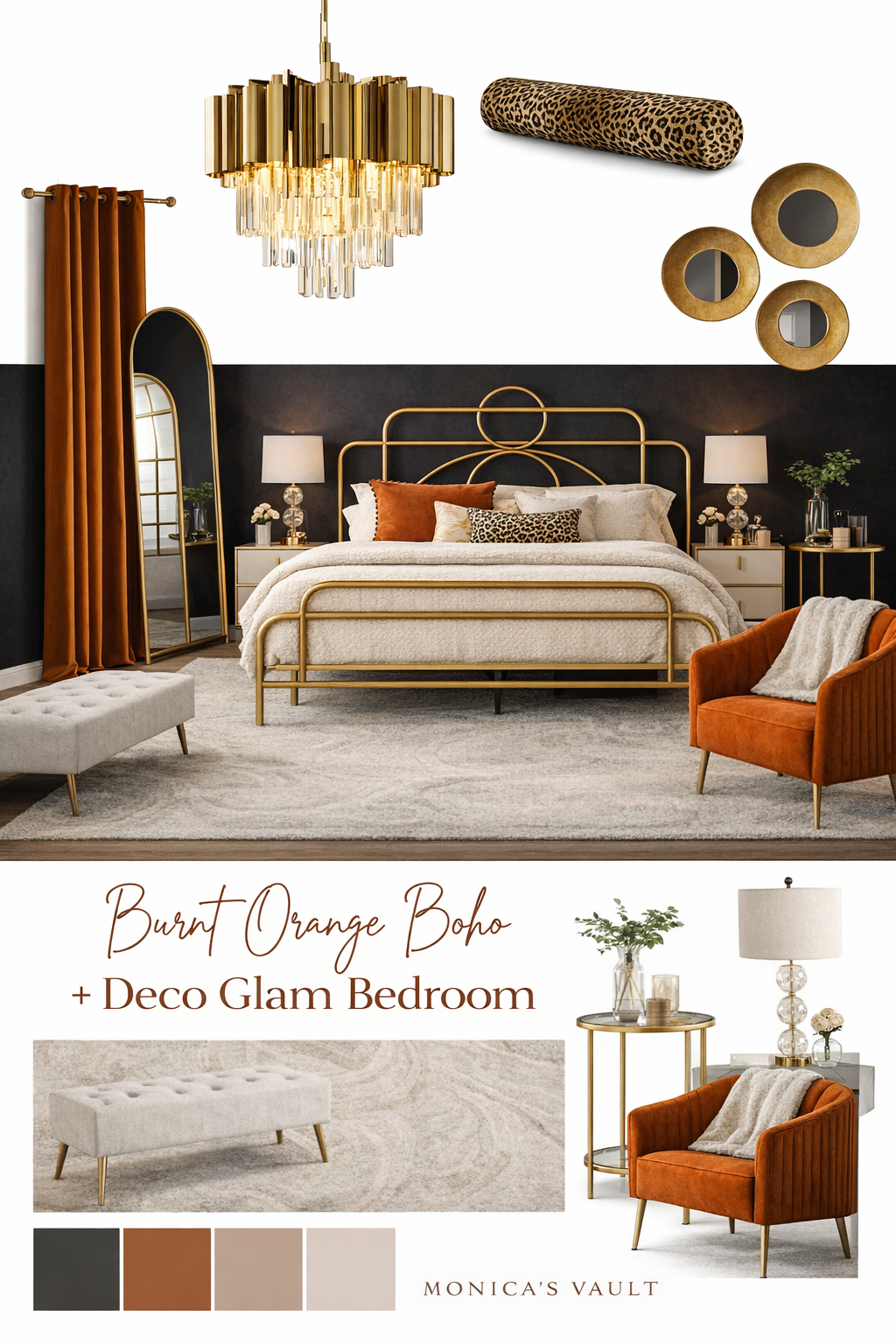 Burnt Orange Bedroom Setup