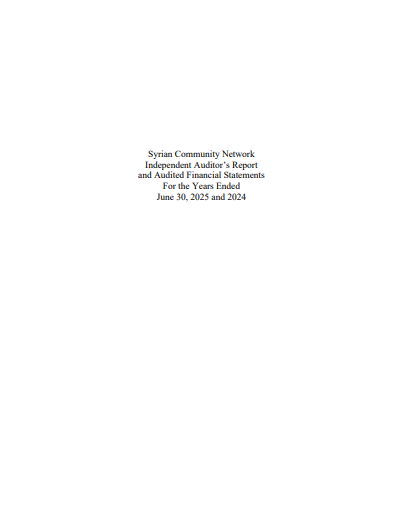 Syrian Community Network cover page financial audit 2025