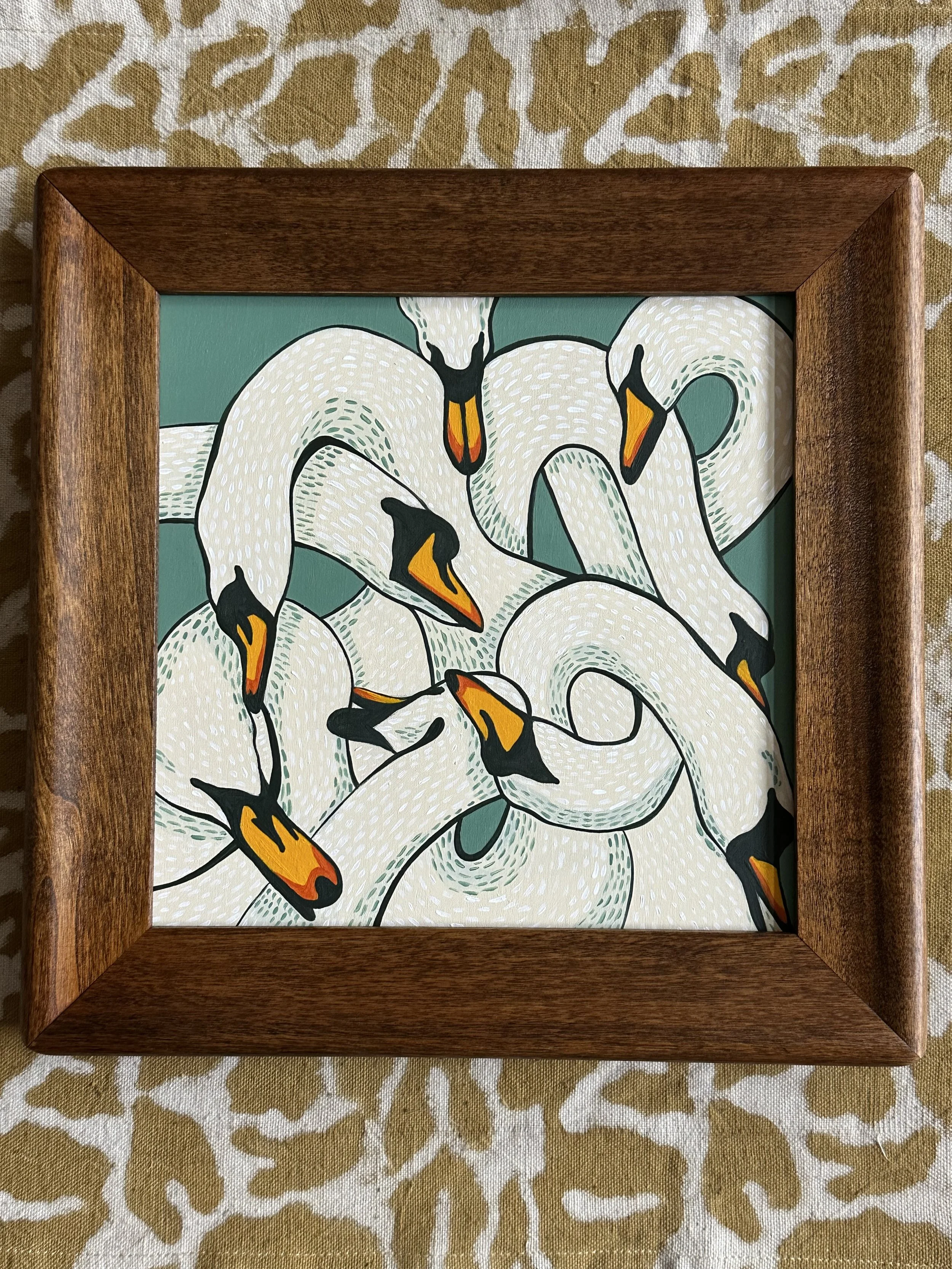 “The Kill”, acrylic on wood, 2026. 8x8 inches.