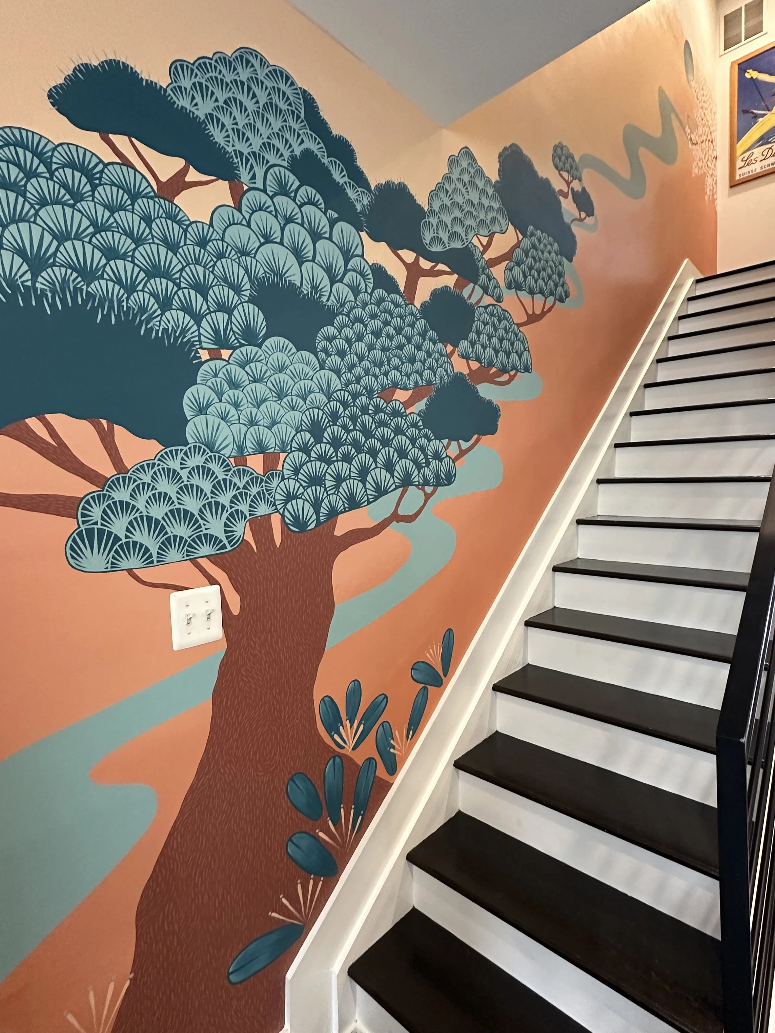 Custom indoor mural for a private residence in Brookland, DC.