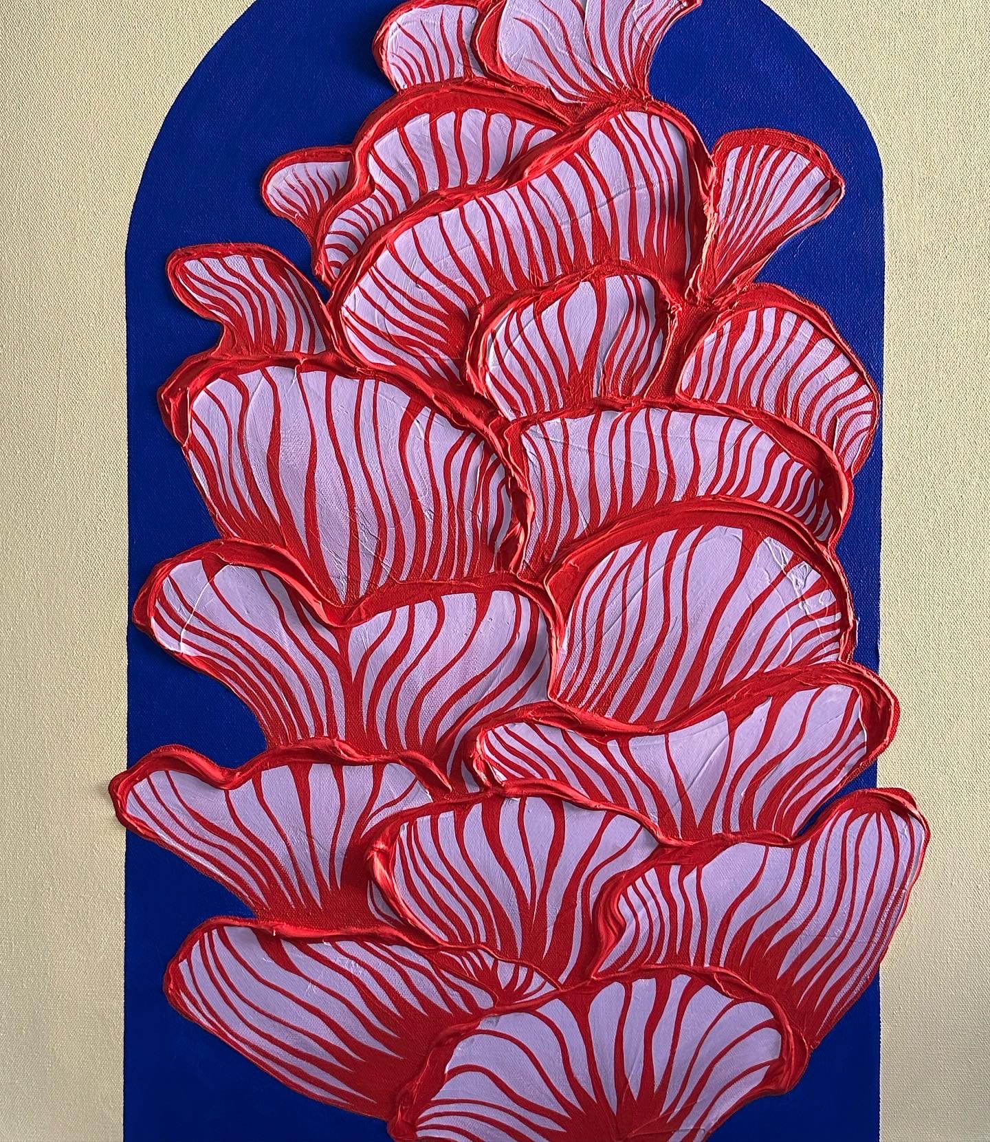 “Mushroom Dream”, acrylic on canvas, 2023. 20x30 inches.