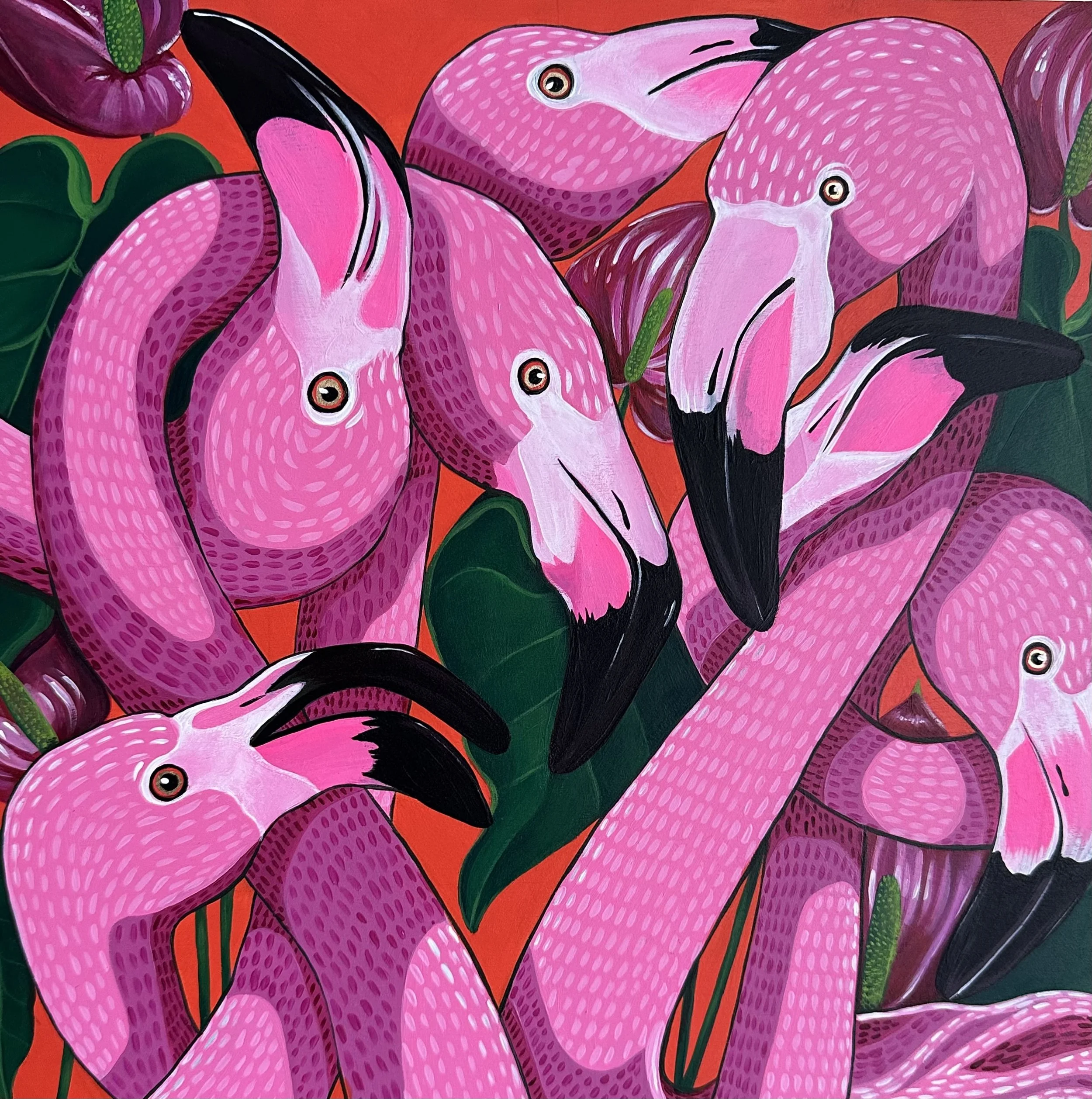“The American Flamingo”, acrylic on wood, 2026.