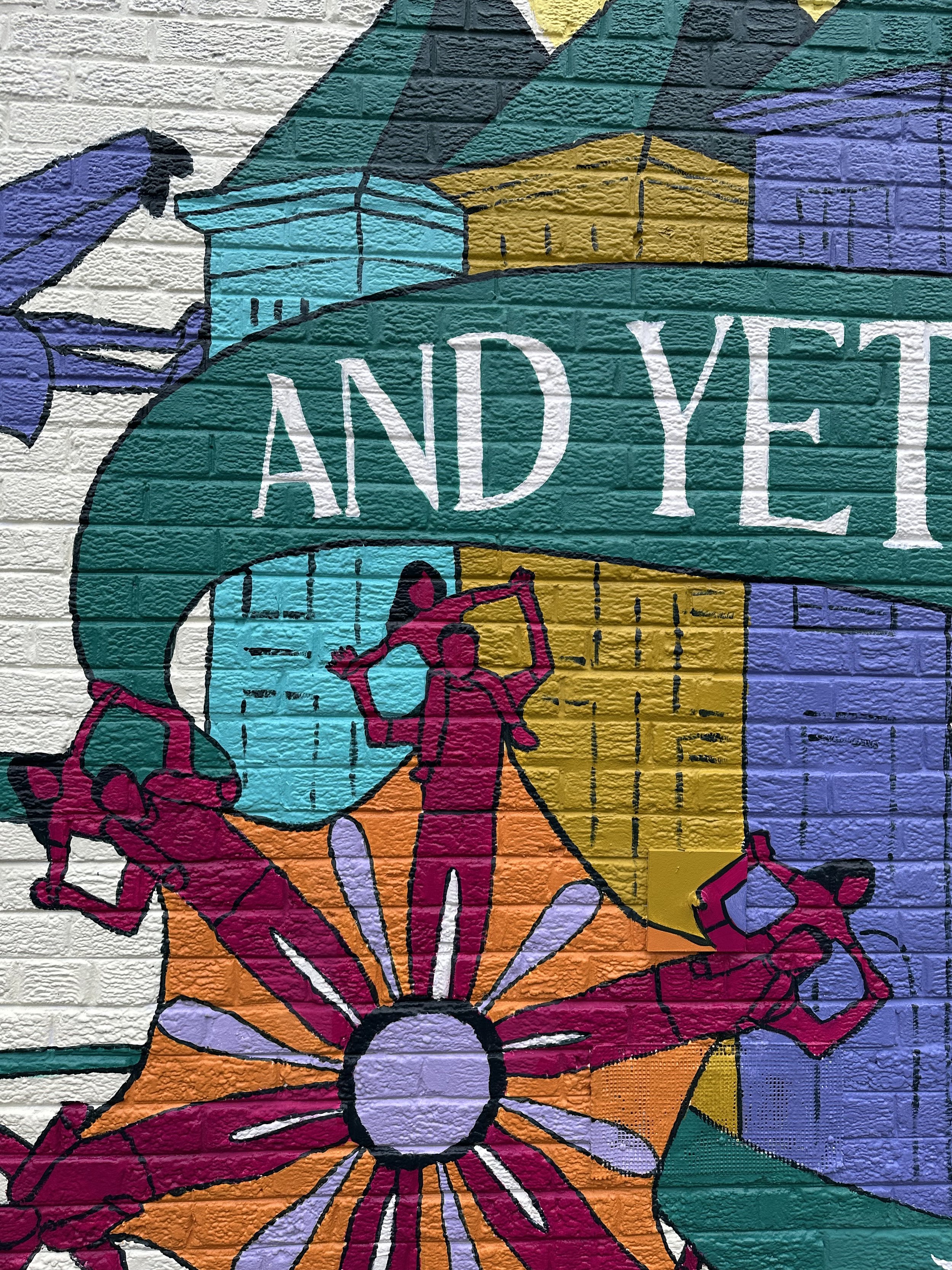 “And Yet We Bloom”, mural commissioned by NOMABid at Stable Arts DC, 2025.