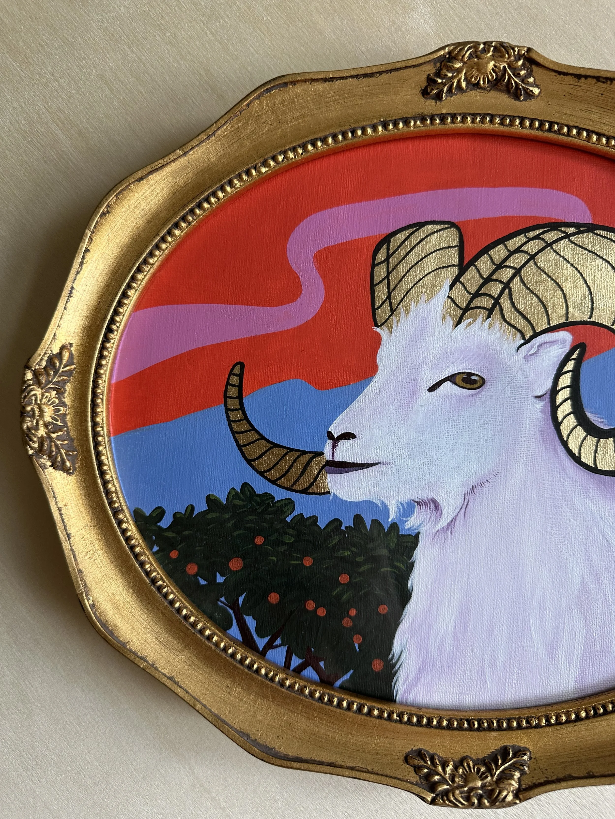 “The Aries”, acrylic & gold leaf on paper, 2026.