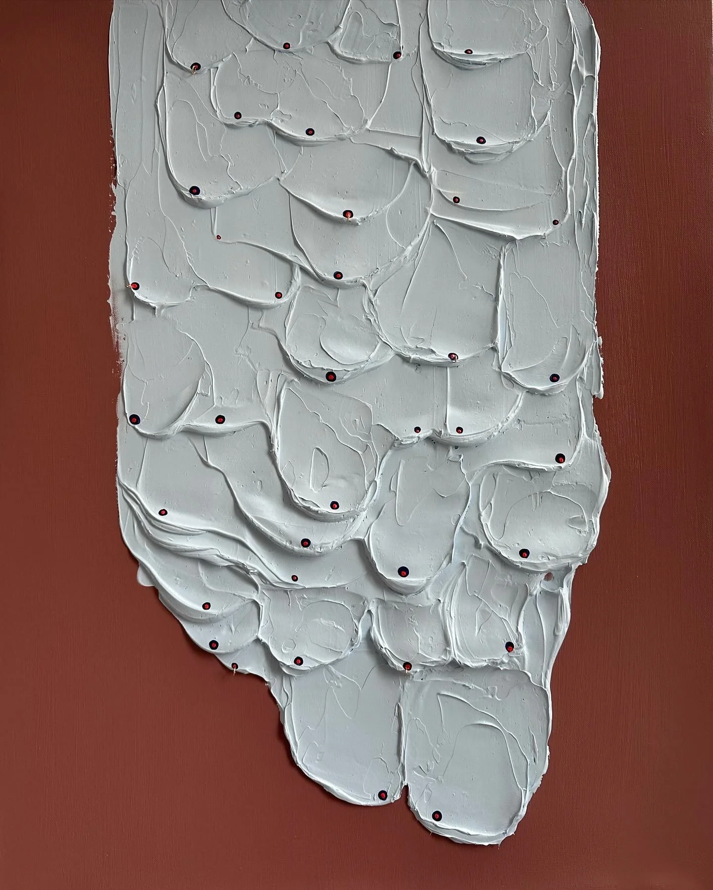 “Sweat”, acrylic on wood, 2023. 24x30 inches.