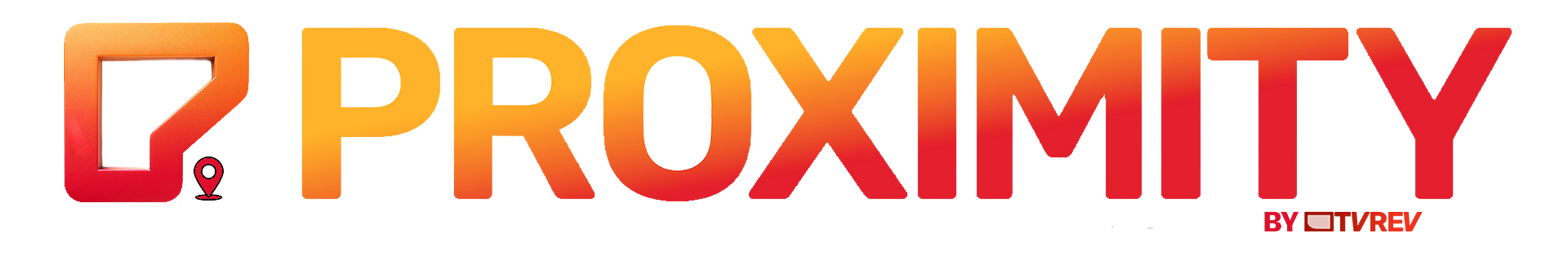 Proximity by Bitvey logo with a stylized location pin symbol to the left, gradient colors from yellow to red, and the word PROXIMITY in bold capital letters.
