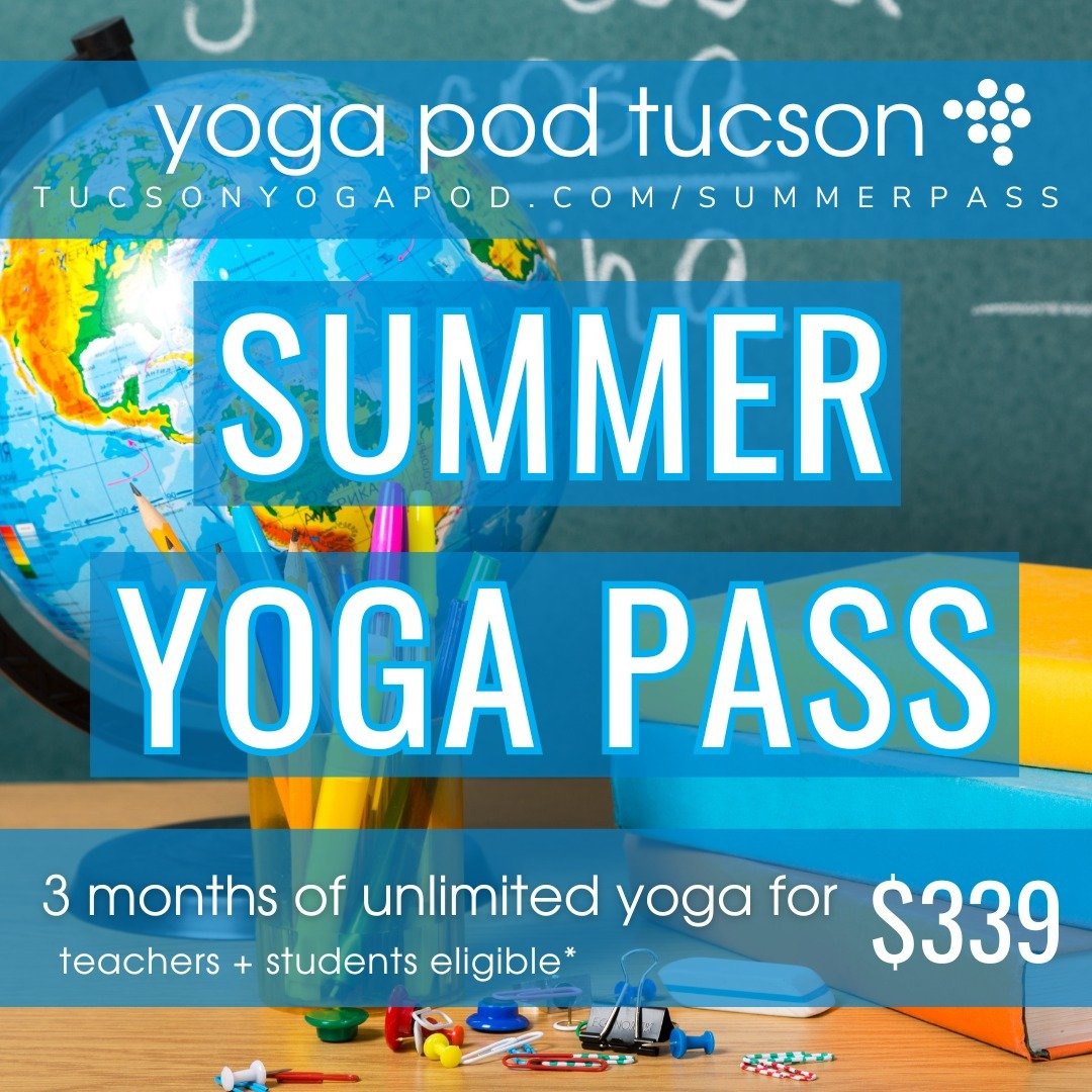 Are you a teacher or a student who will be in Tucson for the summer? 🏖️☀️ Spend your (well-deserved) break at our studio in total yoga bliss! ✌️ This pass is purchasable through the end of May by either ➡️ DM'ing us on Instagram or going to https://
