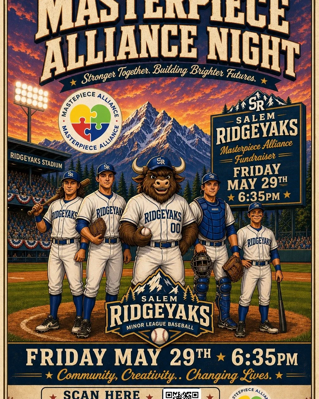 Purchase your @ridgeyaksbaseball ticket through the special link in our bio and a portion goes directly to MA - helping us build a beautiful community for friends of ALL abilities!