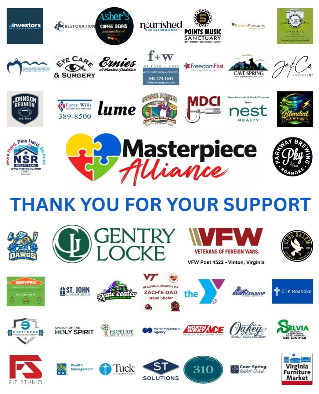 We appreciate the businesses and organizations sponsoring our golf tournament so MA can build community for ALL abilities! THAMK YOU!