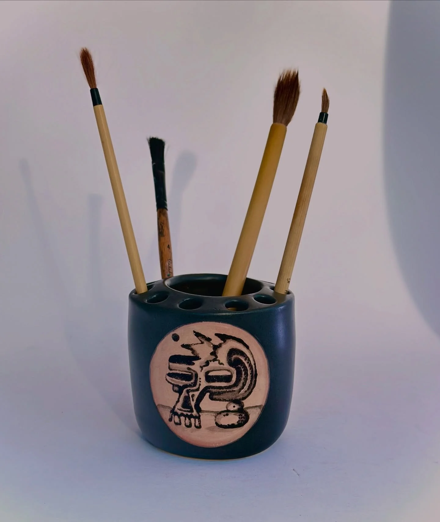 Smaller brush holder&mdash;
Sold, but I have a couple others and paint palettes left on my website macomtattoo.com
