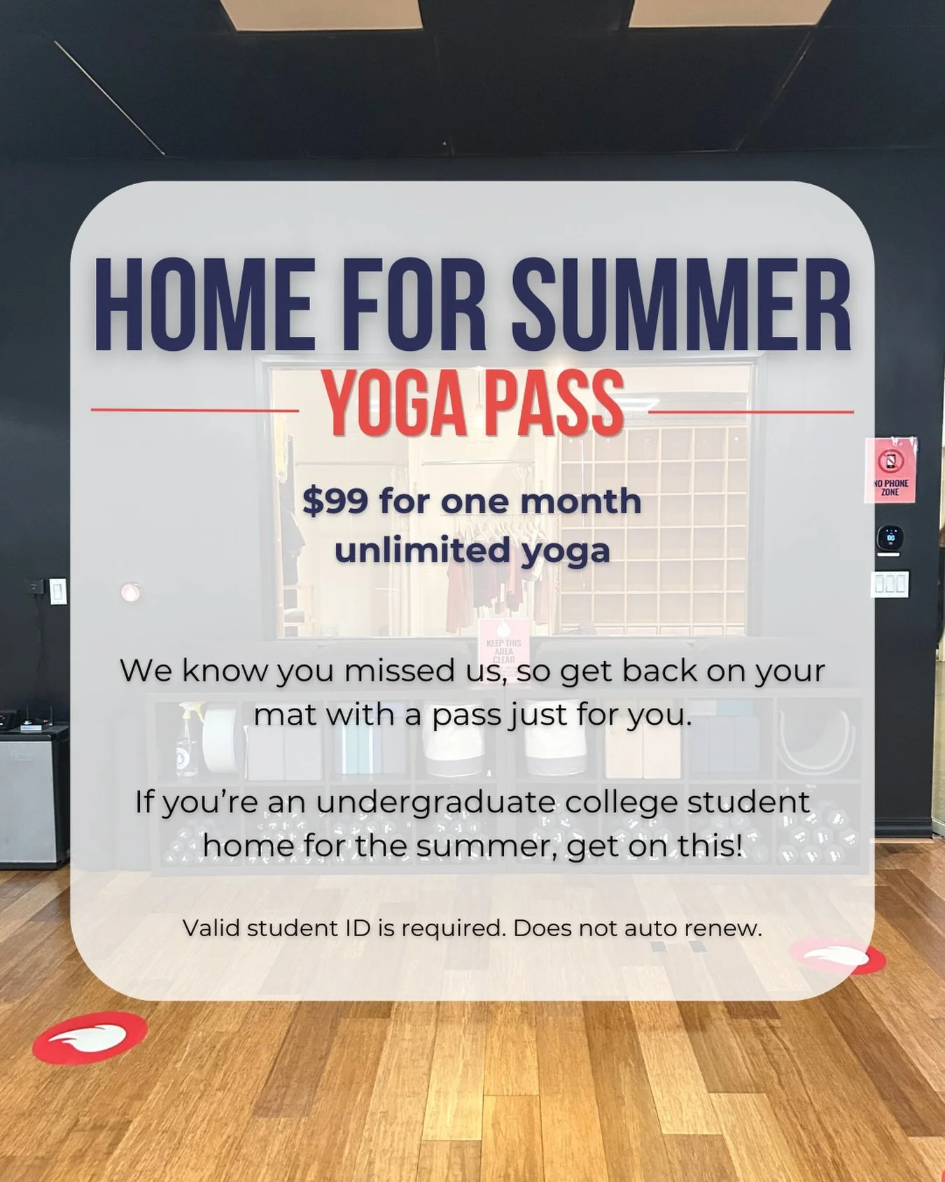 Back from college for the summer? Your spot in the room is waiting for you.

We&rsquo;re offering undergraduate students 1 month unlimited for $99.

Same heat. Same community. Same people who missed you. 💛

Valid student ID required
Does not auto-re