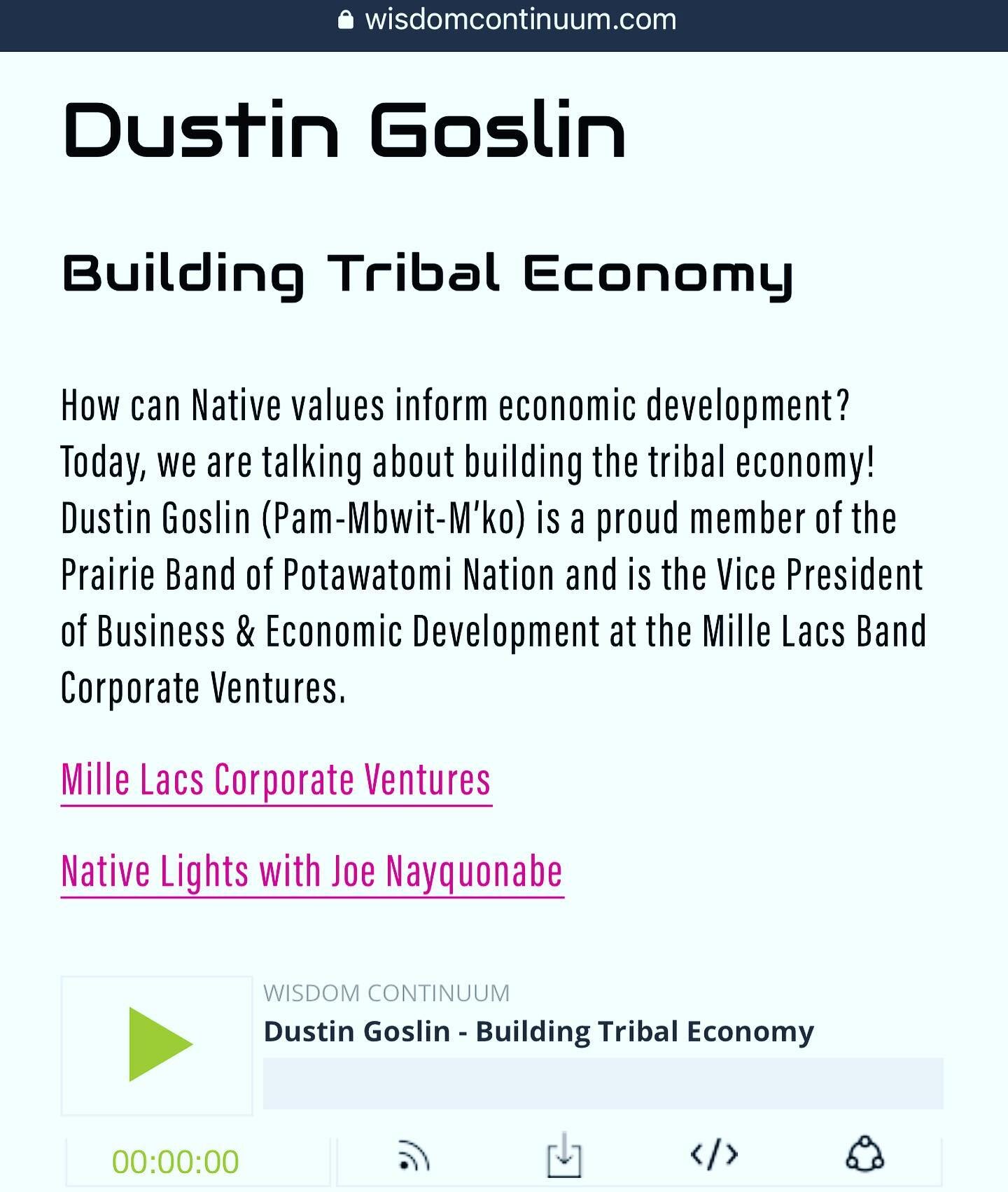 Chat economics? Yes please!! Check out our conversation with Dustin Goslin who works at the Mille Lacs Band Corporate Ventures.