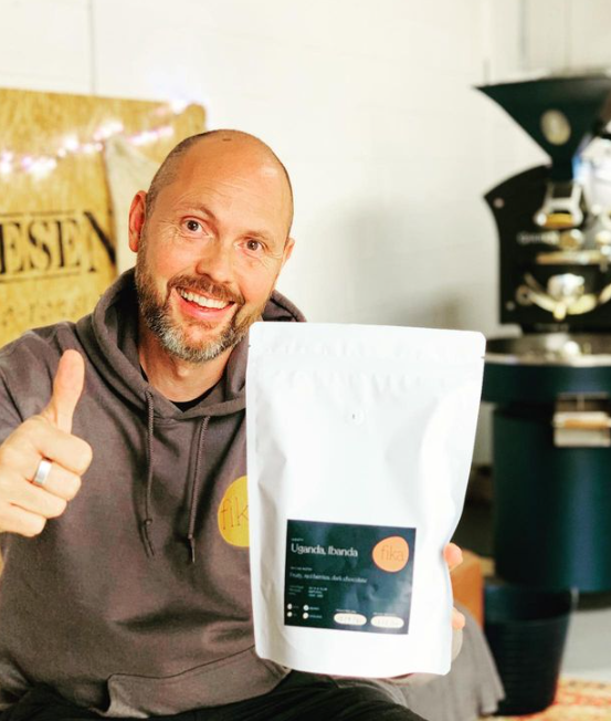 Pictured: Matt from Fika with their 'Uganda, Ibanda' blend